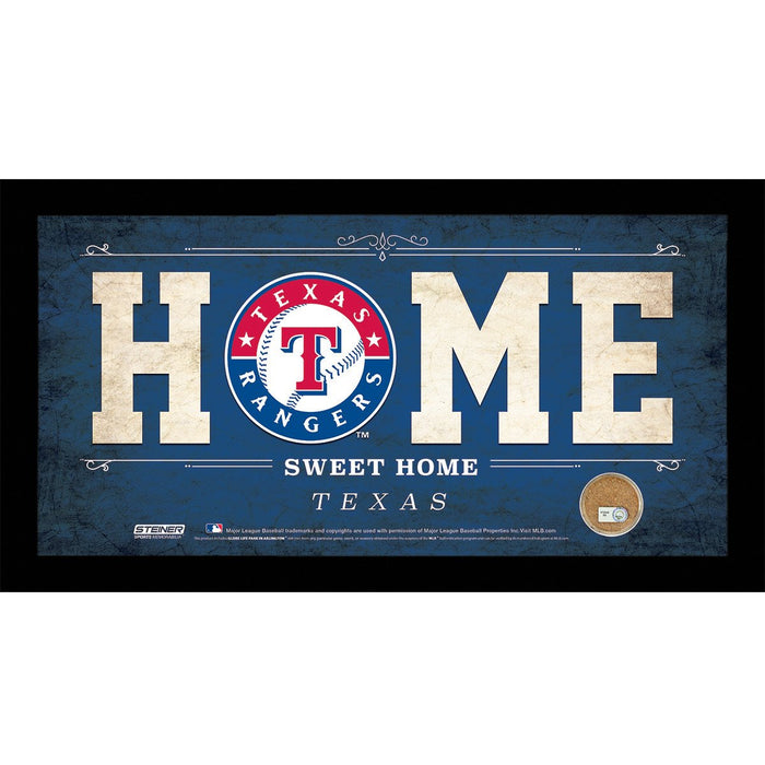 Texas Rangers 10x20 Home Sweet Home Sign with Game-Used Dirt from Rangers Ballpark in Arlington