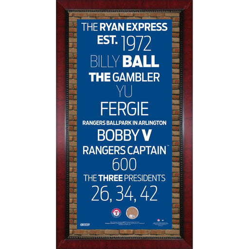 Texas Rangers Subway Sign Wall Art 16x32 Frame w Authentic Dirt from Rangers Ballpark in Arlington