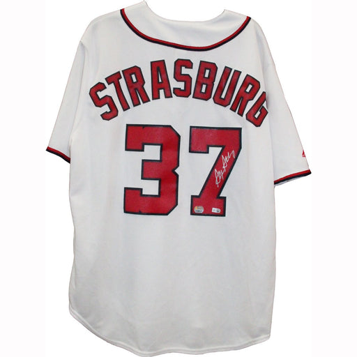 Stephen Strasburg Washington Nationals White Replica Signed Jersey (MM Auth) (MLB AUTH)