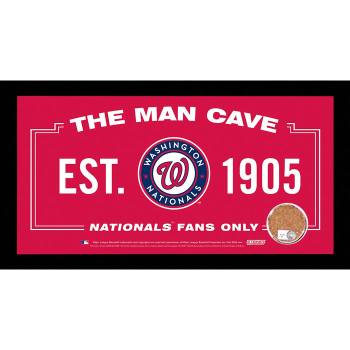 Washington Nationals Man Cave Sign 6x12 Framed Photo With Authentic Game-Used Dirt Capsule (MLB Auth)