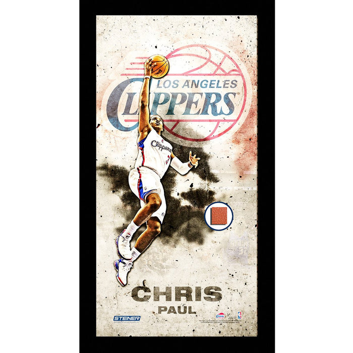 Chris Paul Player Profile Framed 10x20 Photo Collage w Game Used Basketball