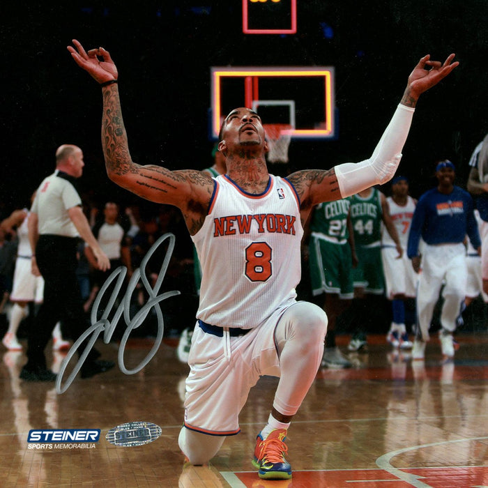 J.R. Smith Kneeling After Hitting Three Pointer At Buzzer Signed 16x16 Photo