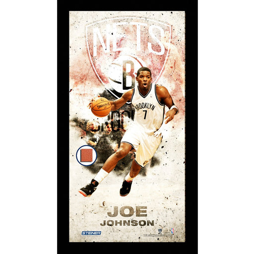 Joe Johnson Brooklyn Nets Player Profile Framed 10x20 Photo Collage w Game Used Basketball