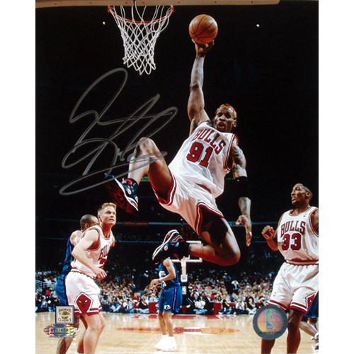 Dennis Rodman Close-Up Trilogy Haircut Signed 16x20 Photo (signed in black)