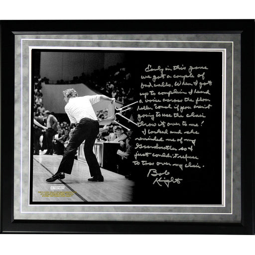 Bob Knight Facsimile Chair-Throwing Framed Metallic 16x20 Story Photo