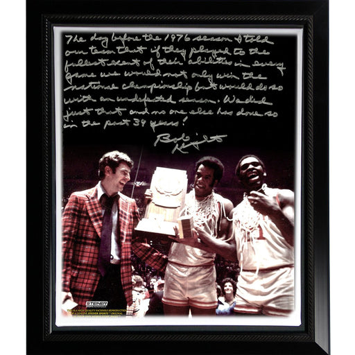 Bob Knight Facsimile Undefeated Season Story Stretched Framed 22x26 Canvas