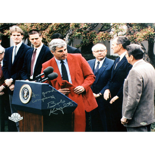 Bob Knight Signed At Podium With Bush and Reagan 16x0 Photo w In Good Company insc