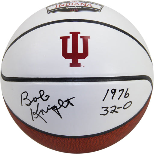 Bob Knight Signed Indiana University White Panel Basketball w 1976 32-O Insc. (LE76)