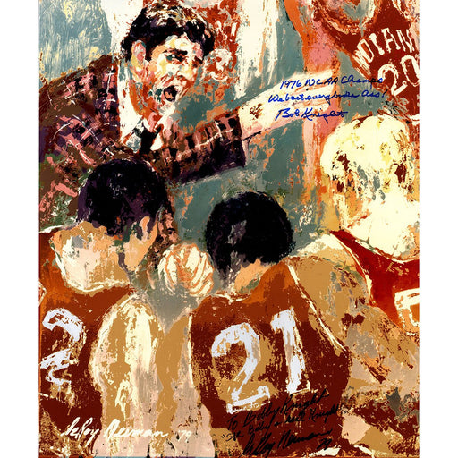 Bob Knight Signed Leroy Neiman 20x24 Photo w 1976 NCAA Champs We Beat Everybodies Ass Insc.