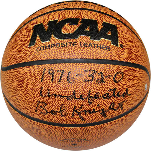 Bob Knight Signed NCAA Basketball w 1976 32-0 Undefeated Insc.