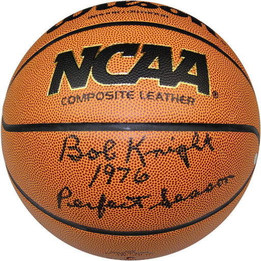 Bob Knight Signed NCAA Basketball w 1976 Perfect Season Insc.