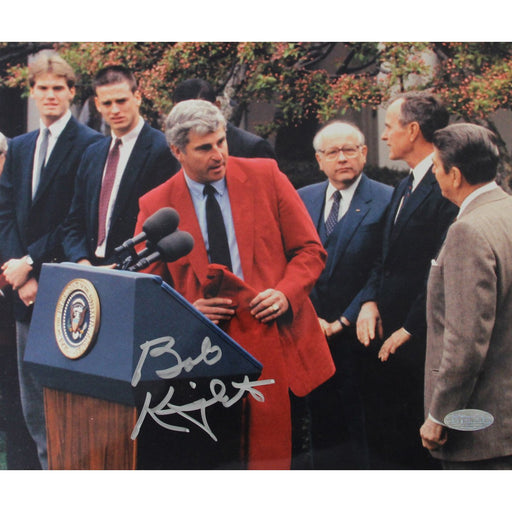 Bob Knight Standing At Podium 8x10 Signed In Silver