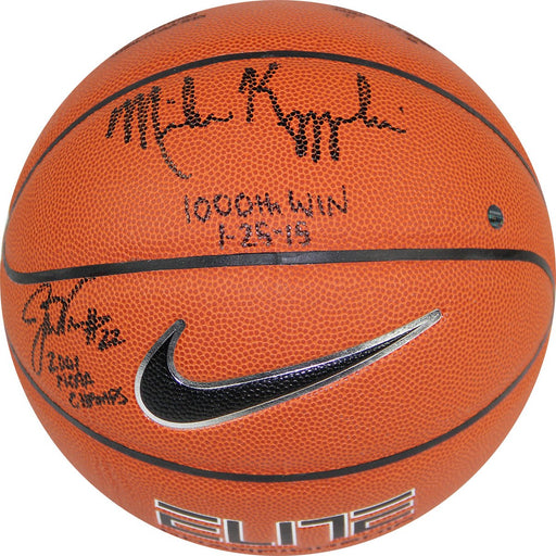 Jay WilliamsCoach K Dual Signed 1000th Win Nike Elite Basketball w 2001 NCAA Champs Insc