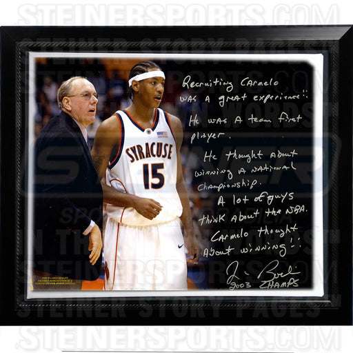 Jim Boeheim Facsimile Recruiting Carmelo Story Stretched Framed 22x26 Story Canvas