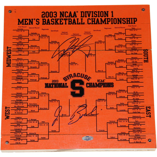 Jim BoeheimCarmelo Anthony Dual Signed Syracuse Basketball Engraved 12x12 Bracket