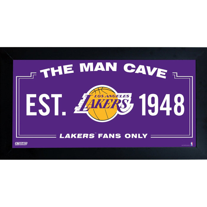 Los Angeles Lakers Man Cave Sign 10x20 Framed Photo