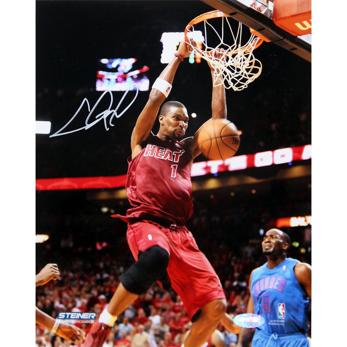 Chris Bosh Miami Heat Dunks Against Oklahoma City Thunder Signed 8x10 Photo