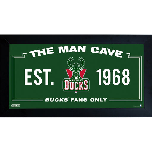 Milwaukee Bucks Man Cave Sign 6x12 Framed Photo