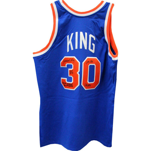 Bernard King knicks Signed Blue Jersey w multi inscriptions