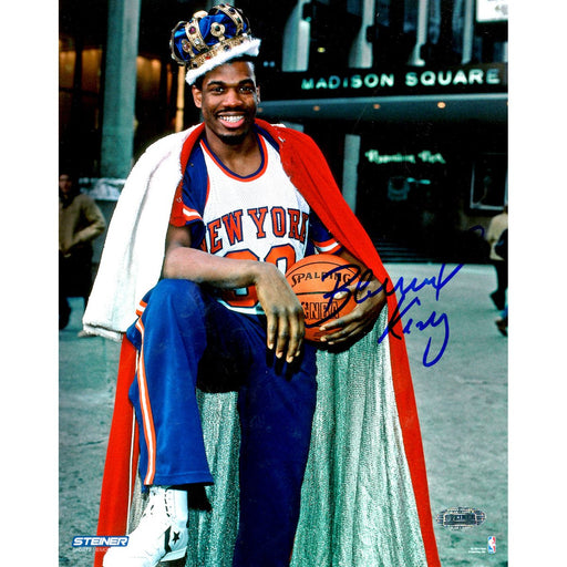 Bernard King Signed Wearing Crown 8x10 Photo (Signed in Blue)