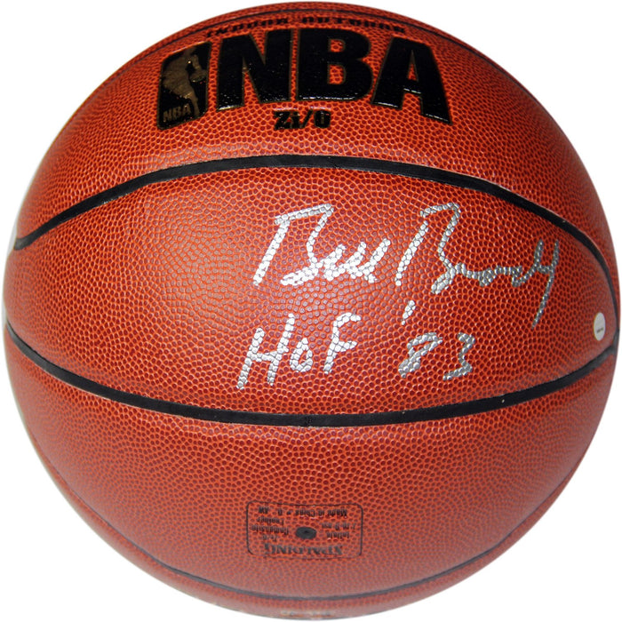 Bill Bradley Signed IO NBA Brown Basketball w HOF 83 Insc