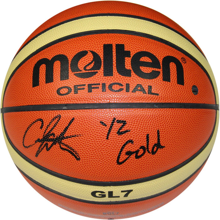 Carmelo Anthony Signed Molten FIBA Official Olympic Basketball w 2012 Gold Insc.