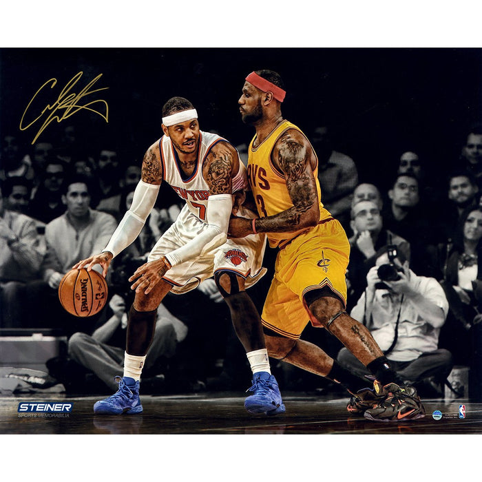 Carmelo Anthony vs LeBron James Signed Metallic 16x20 Photo