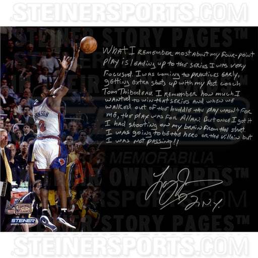 Larry Johnson Signed 4-point play 16x20 Story Photo