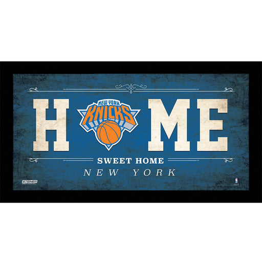 New York Knicks 6x12 Home Sweet Home Sign w Game Used Net