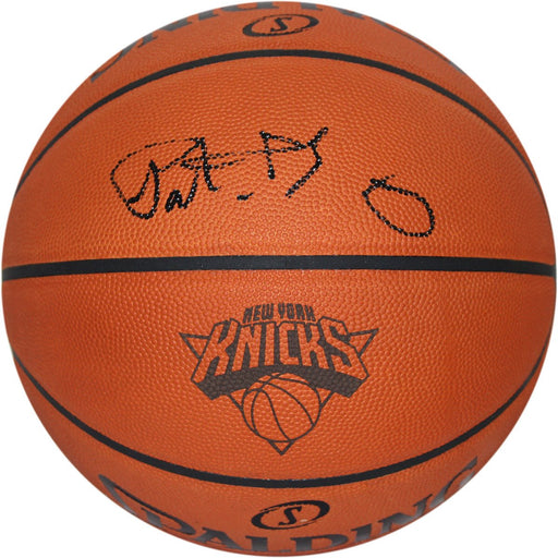 Patrick Ewing Signed Knicks Logo Basketball