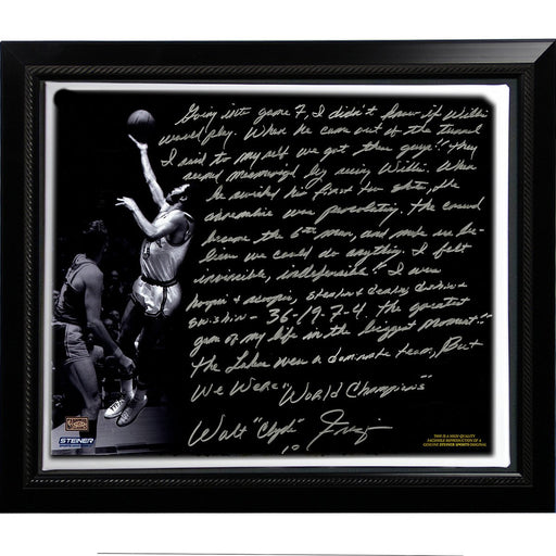 Walt Frazier Facsimile The Willis Reed Game Framed Stretched 22x26 Story Canvas