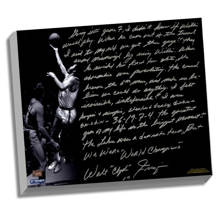 Walt Frazier Facsimile The Willis Reed Game Stretched 16x20 Story Canvas