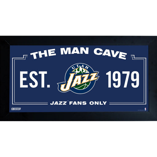 Utah Jazz Man Cave Sign 10x20 Framed Photo