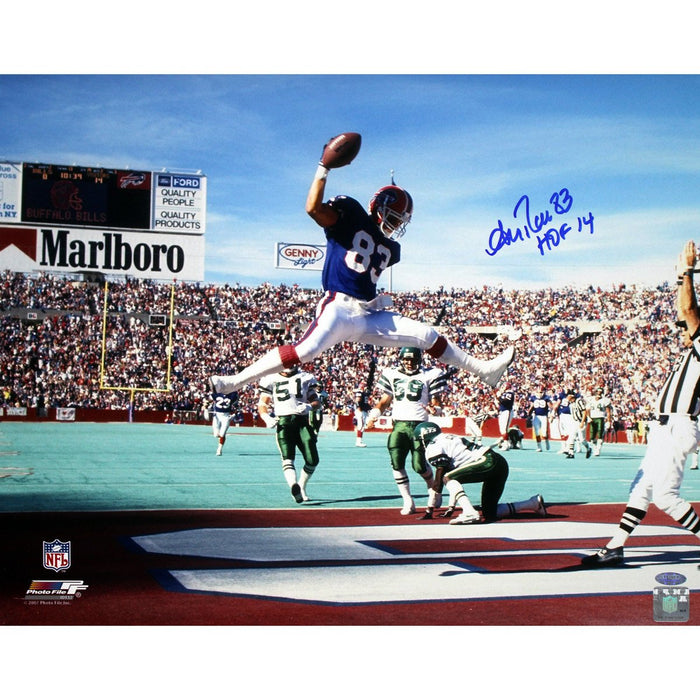 Andre Reed Horizontal jump in endzone Bills 16x20 wHOF 14Insc.