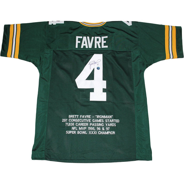 Brett Favre Green Packers Jersey With Embroidered Stats (BF Auth)