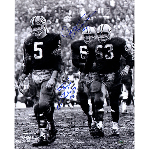 Fuzzy ThurstonJerry Kramer Dual Signed 16x20 Vertical BW Photo Signed in Blue