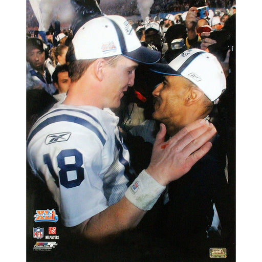 Tony Dungy SB XLI Close up view vertical with Peyton Manning 16X20Photograph