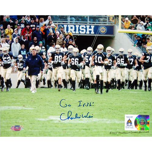 Charlie Weis Walking with Team on the Field 8x10 Photo w Go Irish Insc. - Web