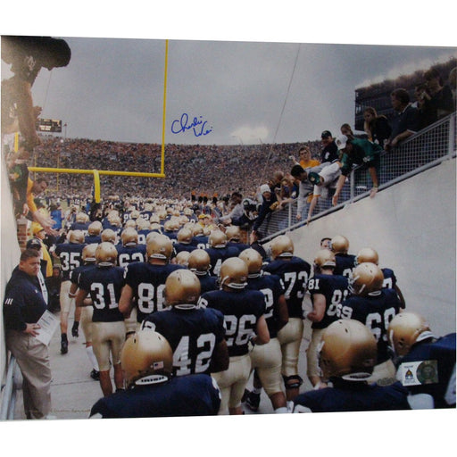 Charlie Weis Watching Team Walk out of Tunnel 16x20