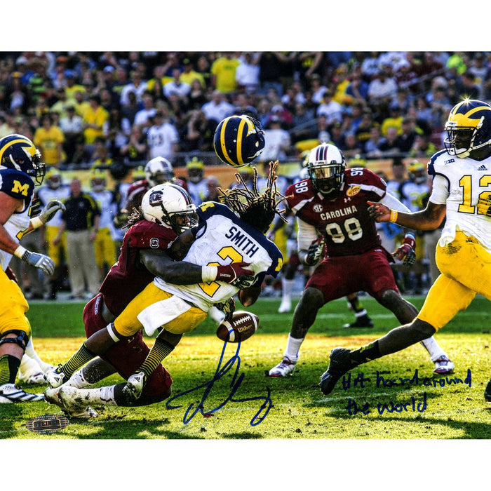 Jadeveon Clowney Hit vs. Michigan Signed 16x20 Photo w The Hit Heard Round The World Insc.