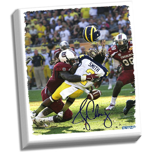 Jadeveon Clowney Hit vs. Michigan Signed 22x26 Canvas AP2