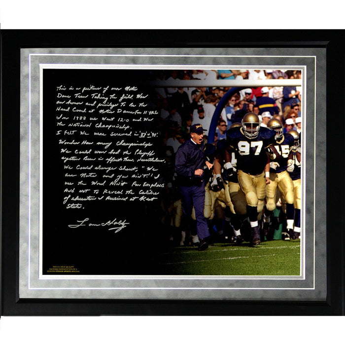 Lou Holtz Facsimile College Football Playoffs Framed Metallic 16x20 Story Photo