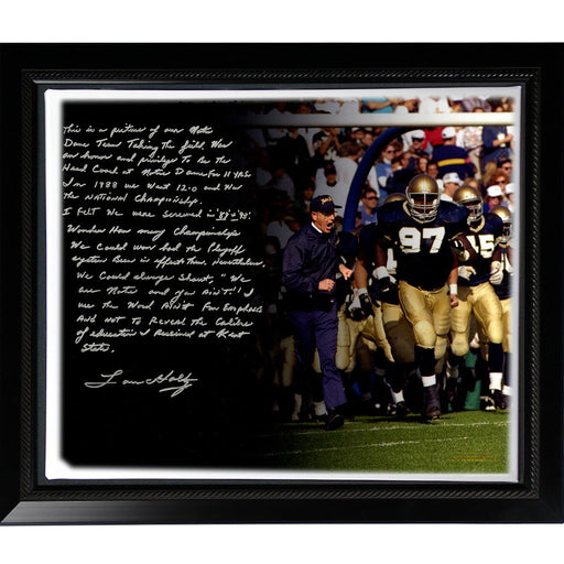 Lou Holtz Facsimile College Football Playoffs Story Stretched Framed 22x26 Canvas