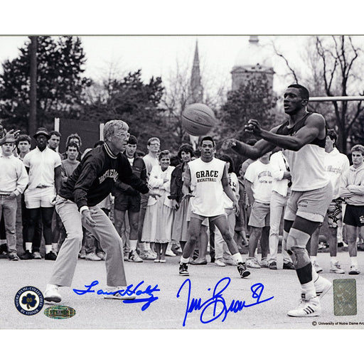 Lou HoltzTim Brown Dual Signed Playing Basketball 8x10 Photo