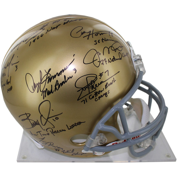 Notre Dame QB Legends 8 Signature Helmet wInscriptions (Hanratty Quinn Theismann Lamonica Rice Hornung Mirer Montana)