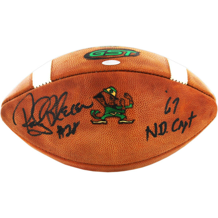 Rocky Bleier Signed Notre Dame Game Model Football w 67 ND Capt insc
