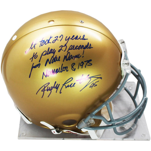 Rudy Ruettiger Signed Authentic Notre Dame Full Size Helmet w It Took 27 Years For 27 Seconds For Notre Dame November 8 1975 ins