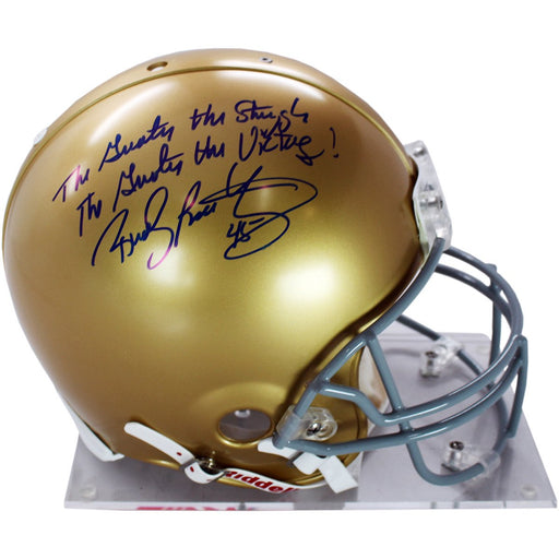 Rudy Ruettiger Signed Authentic Notre Dame Full Size Helmet w The Greater The Struggle The Greater the Victory insc