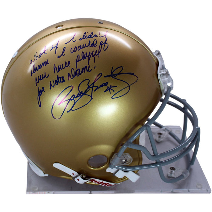 Rudy Ruettiger Signed Authentic Notre Dame Full Size Helmet w What If I Didnt Dream I would Have Never Played For Notre Dame ins