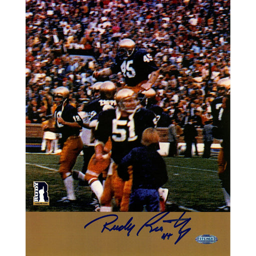 Rudy Ruettiger Signed Carry Off Vertical 8x10 Photo (Signed in Blue)